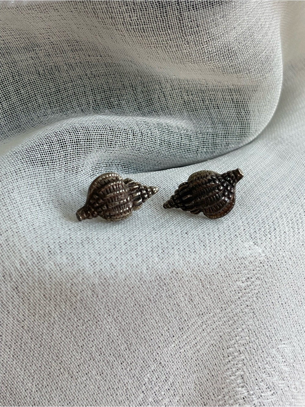 Silver-tone Seashell Stud Earrings